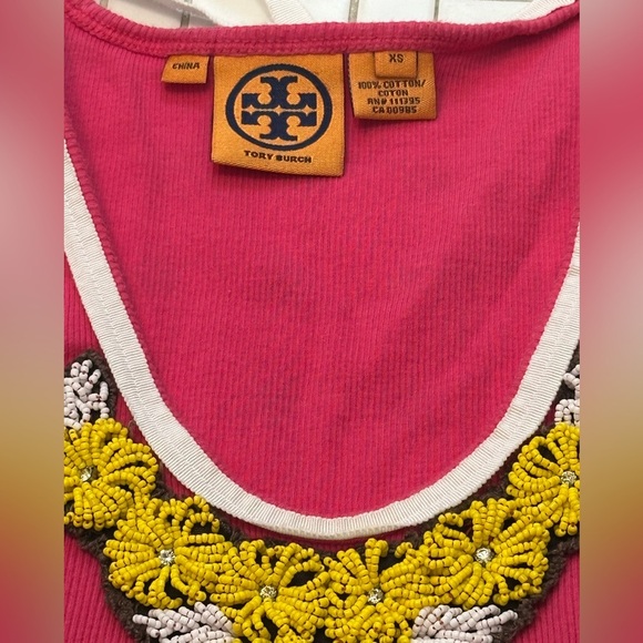 Tory Burch Pink Embellished Sleeveless Tank Top - Picture 4 of 6
